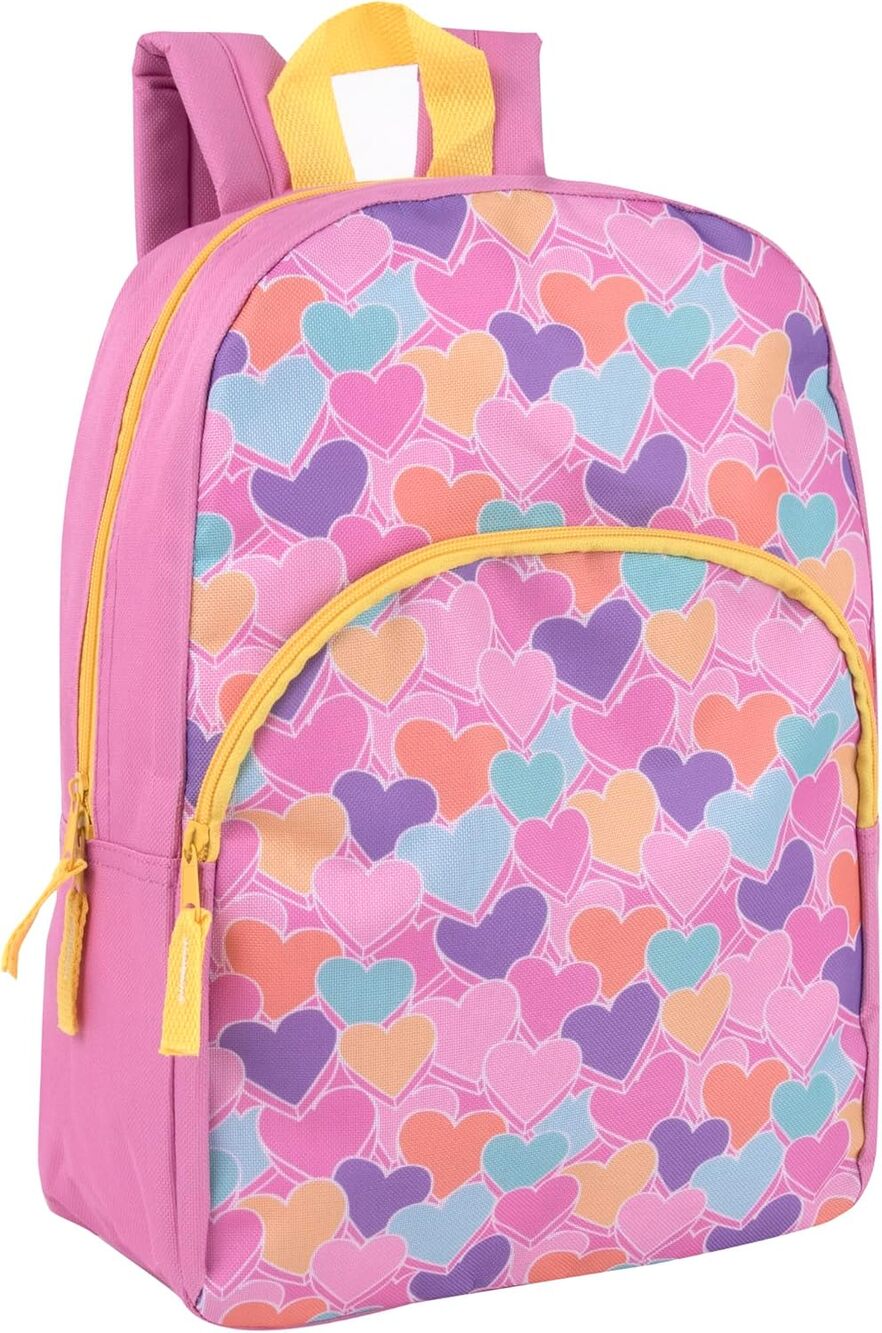 Trail maker 15” Kids Backpack Sweet Candy Hearts Pink School Bag
